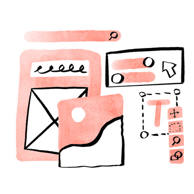 Visual template editor icon showing UI components for drag-and-drop PDF design